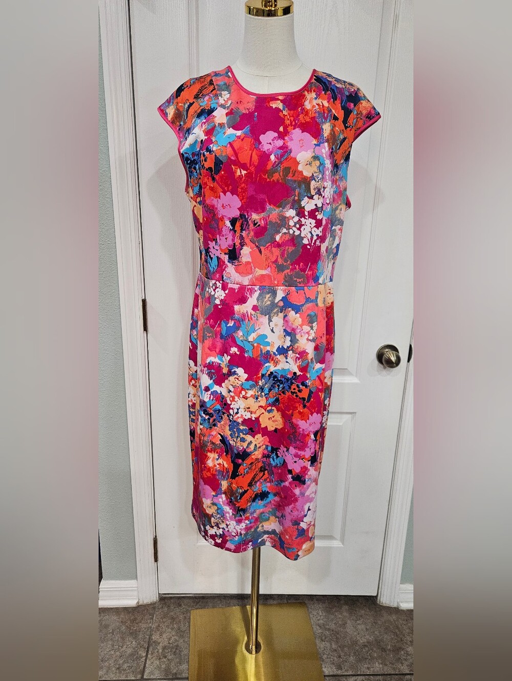 INC International Concepts Pink Multicolor Floral Sheath Dress